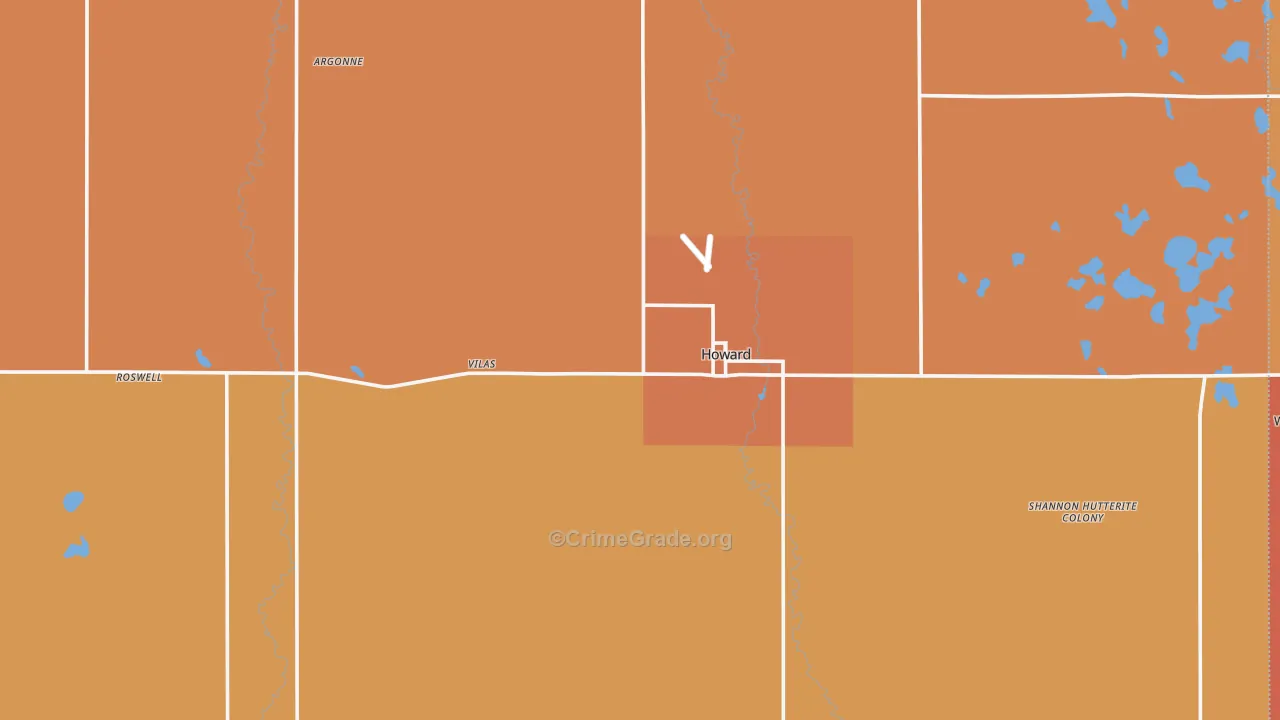 Miner County, SD Map of Robbery Rates