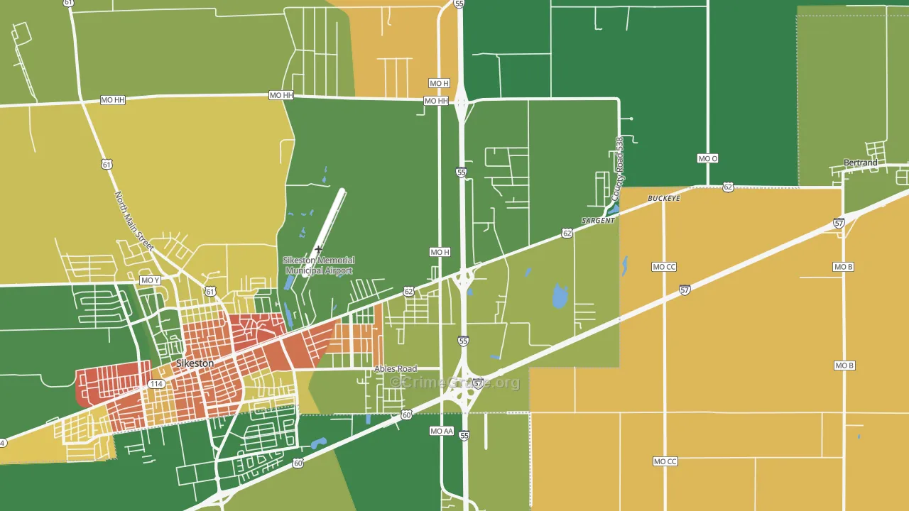 Miner, MO Map of Robbery Rates