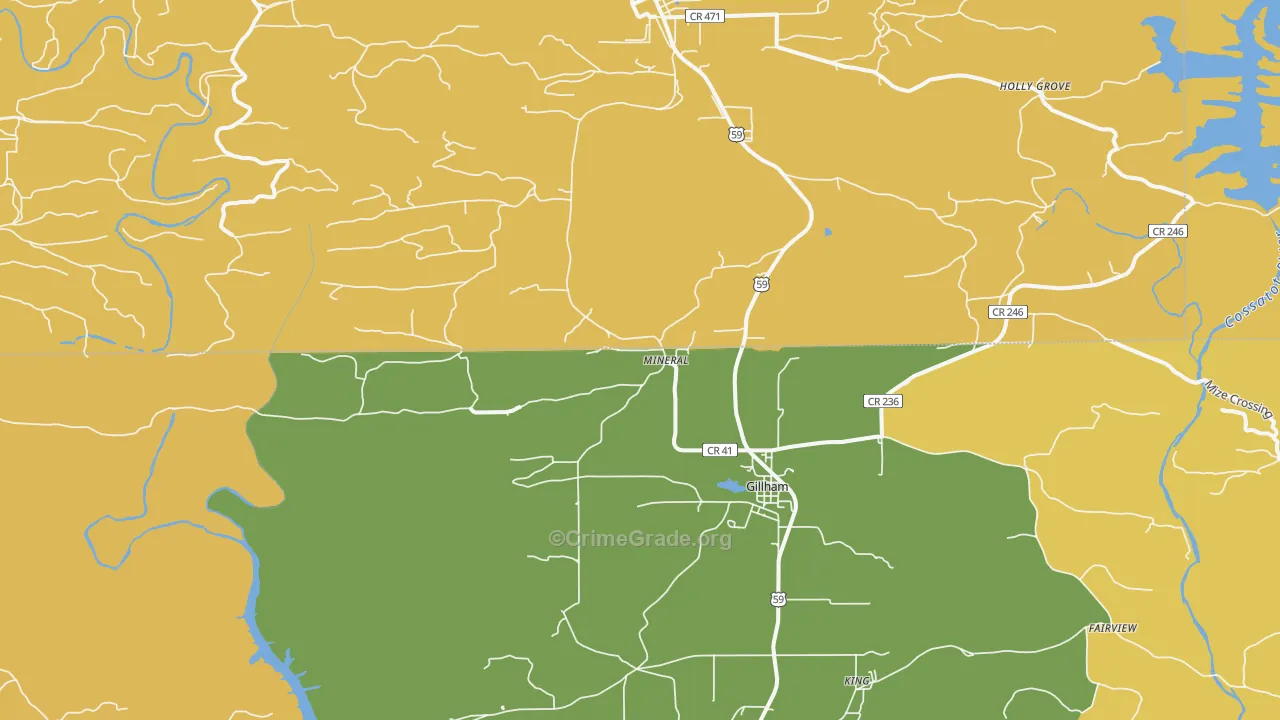 Mineral, AR Map of Robbery Rates