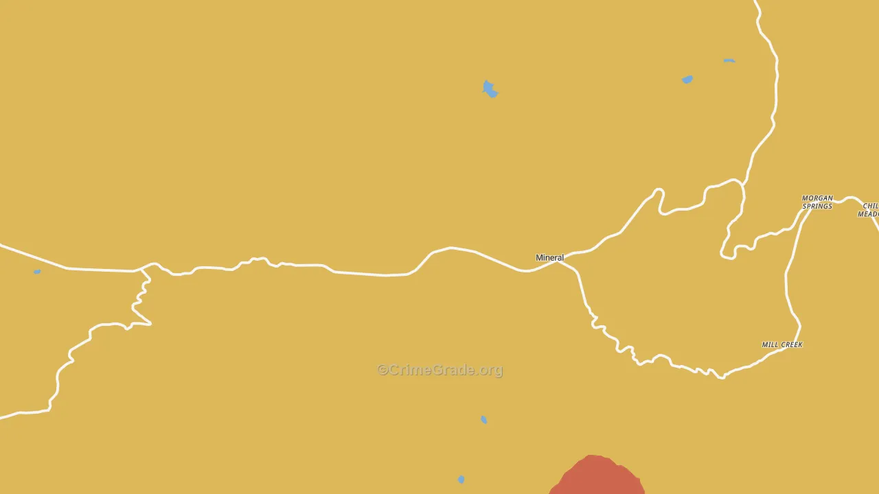 Mineral, CA Map of Robbery Rates