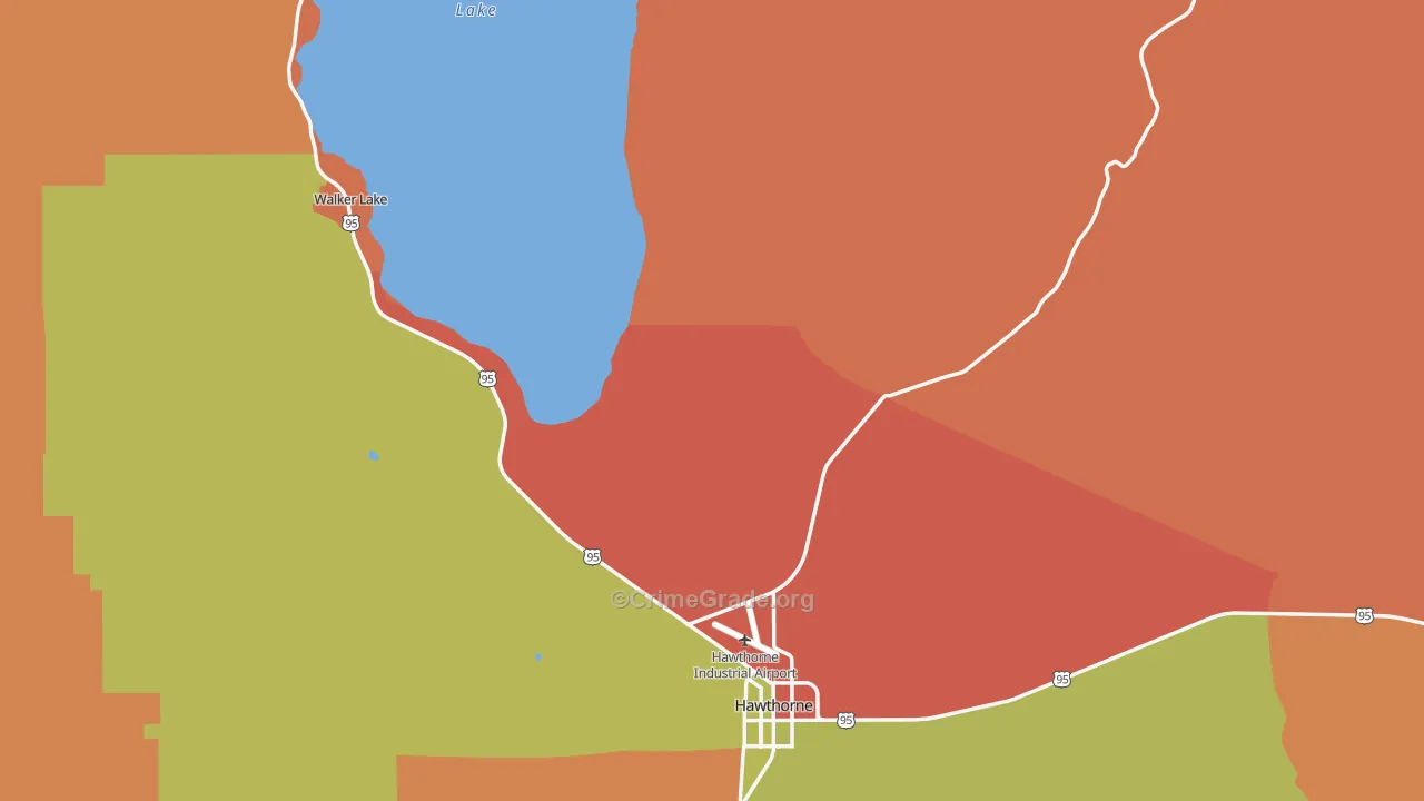 Mineral County, NV Map of Robbery Rates