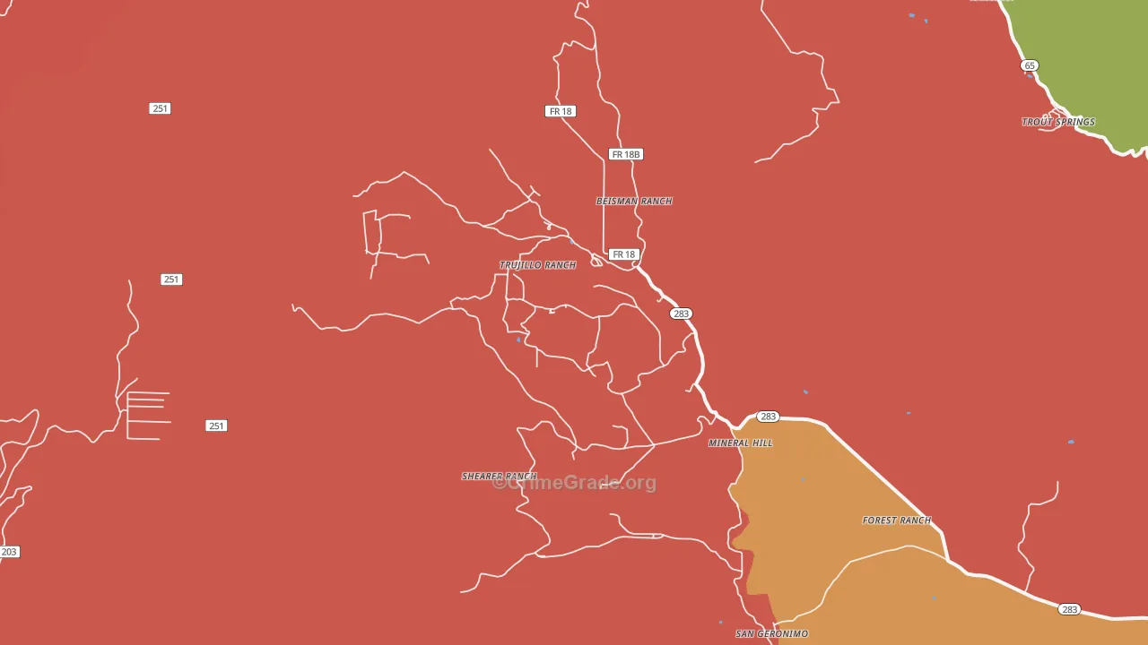 Mineral Hill, NM Map of Robbery Rates