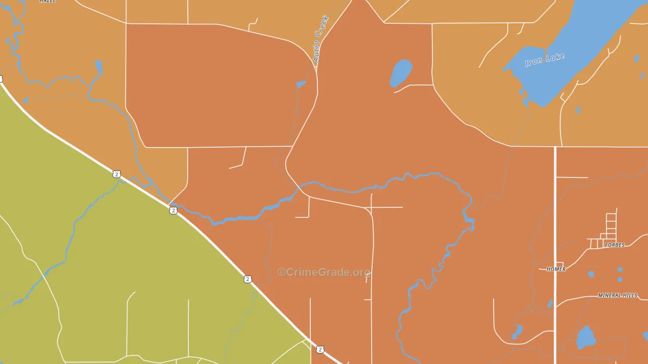 Mineral Hills, MI Map of Robbery Rates