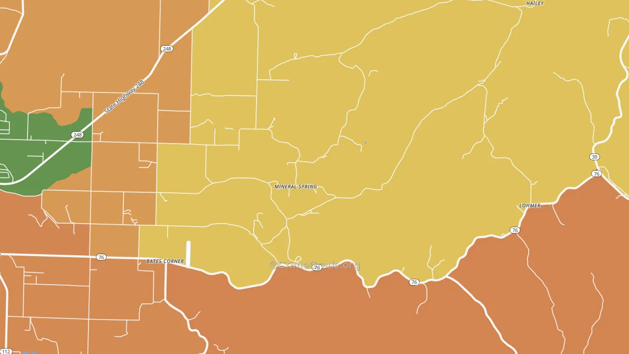 Mineral Spring, MO Map of Robbery Rates