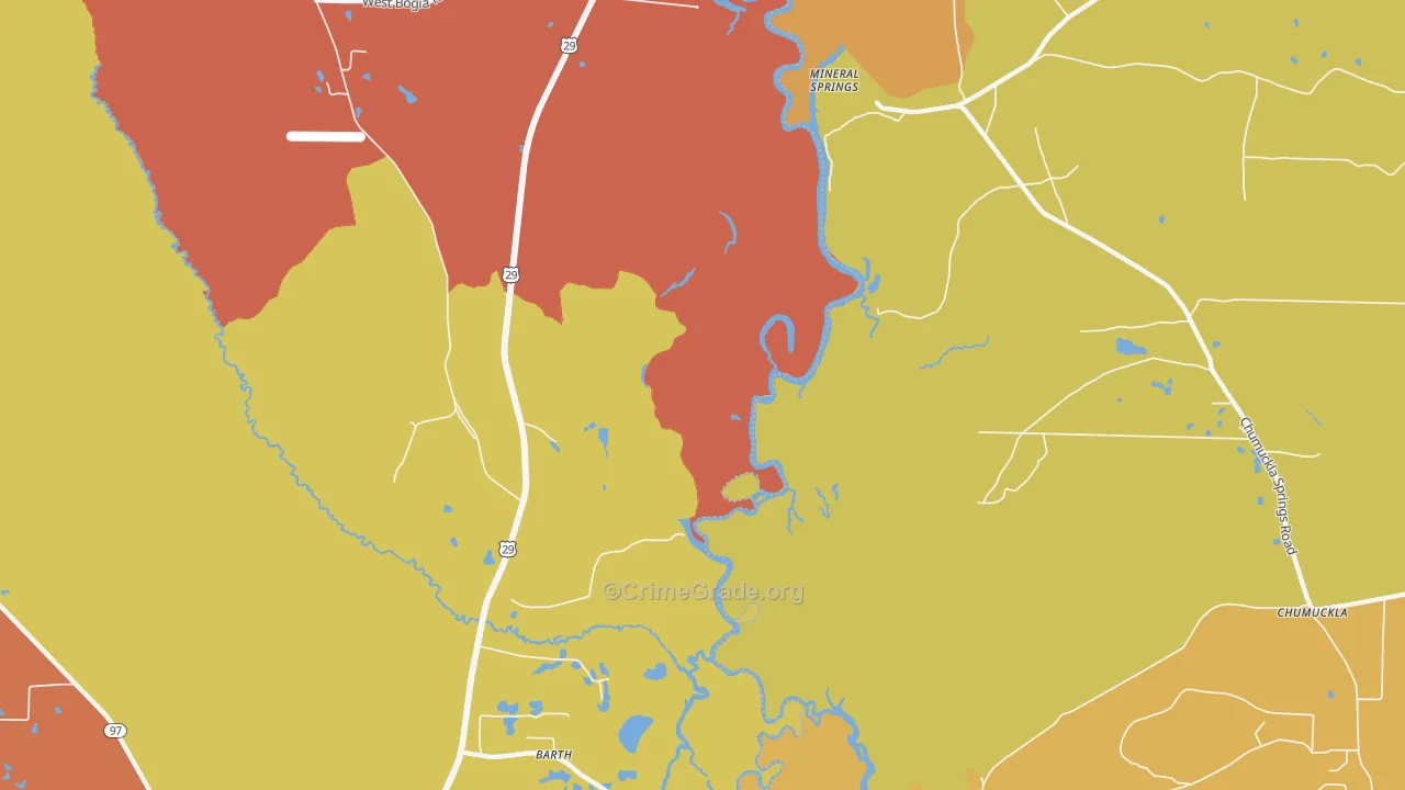 Mineral Springs, FL Map of Robbery Rates