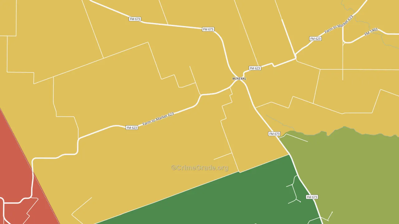 Mineral, TX Map of Robbery Rates