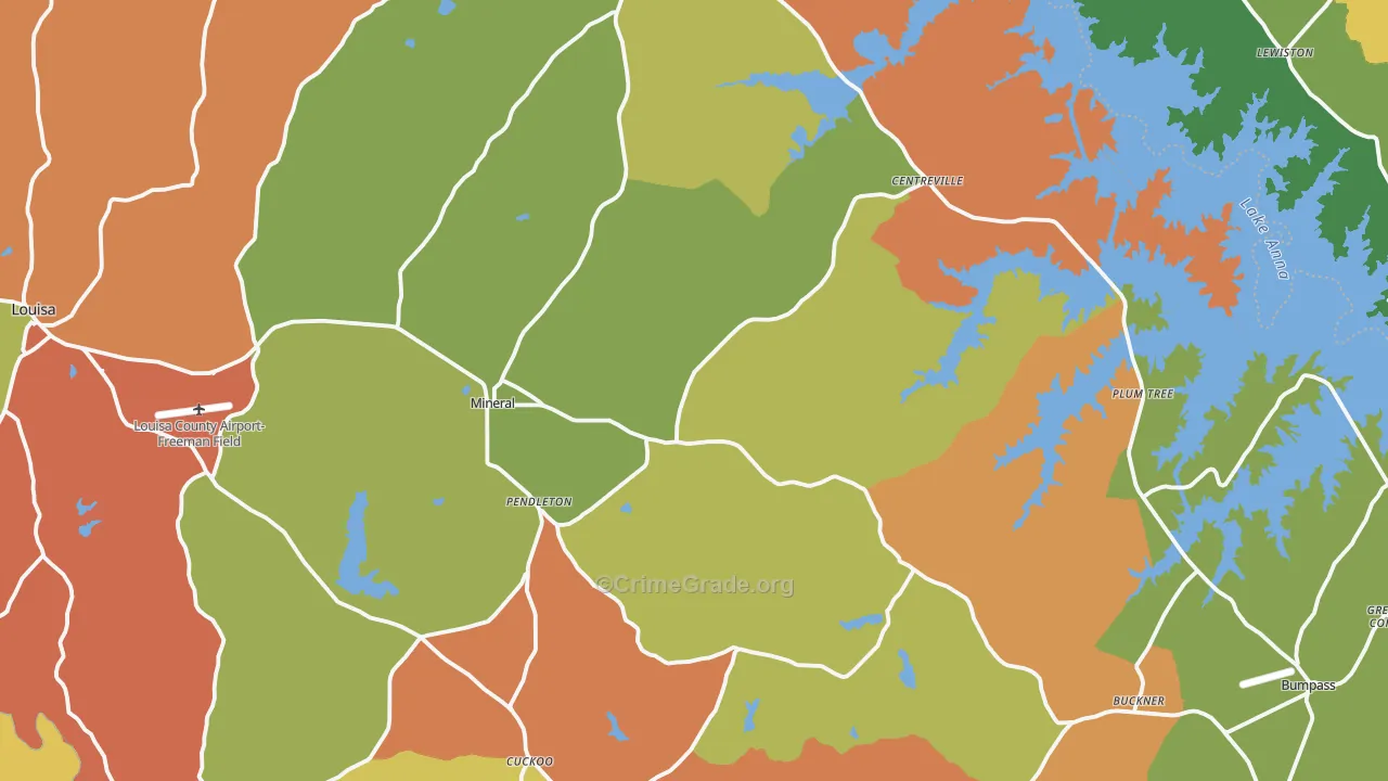 Mineral, VA Map of Robbery Rates