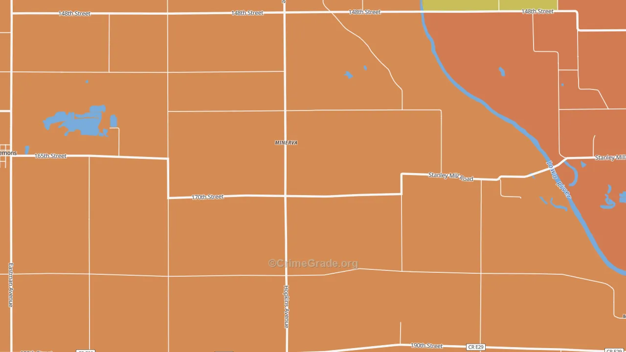 Minerva, IA Map of Robbery Rates
