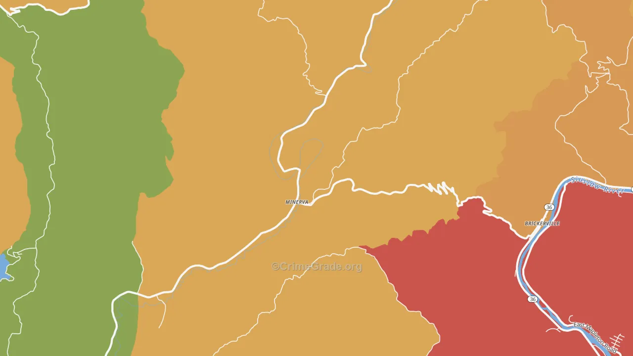 Minerva, OR Map of Robbery Rates