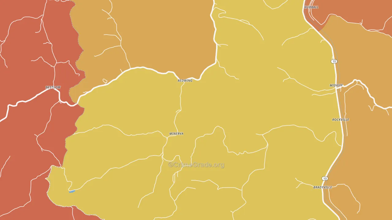 Minerva, WV Map of Robbery Rates