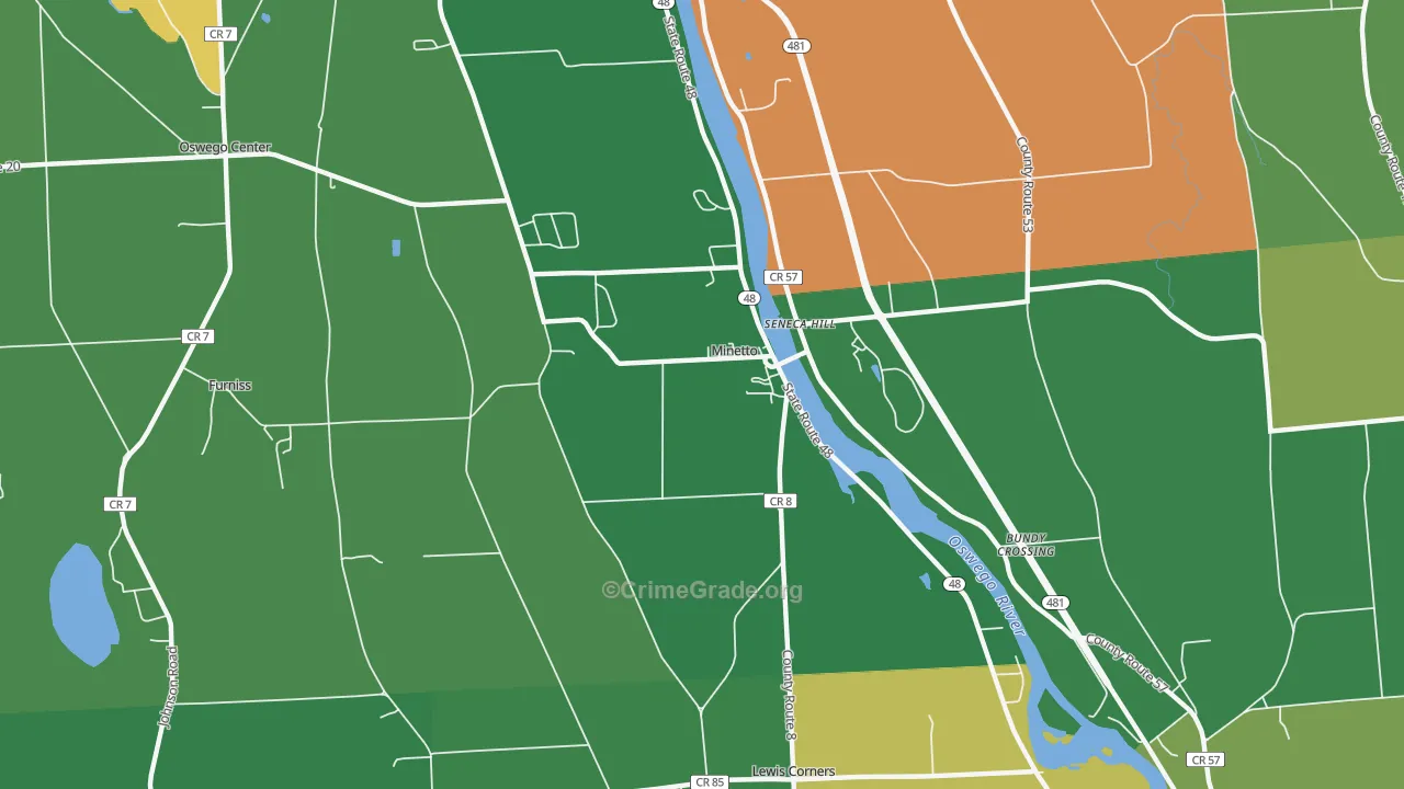Minetto, NY Map of Robbery Rates