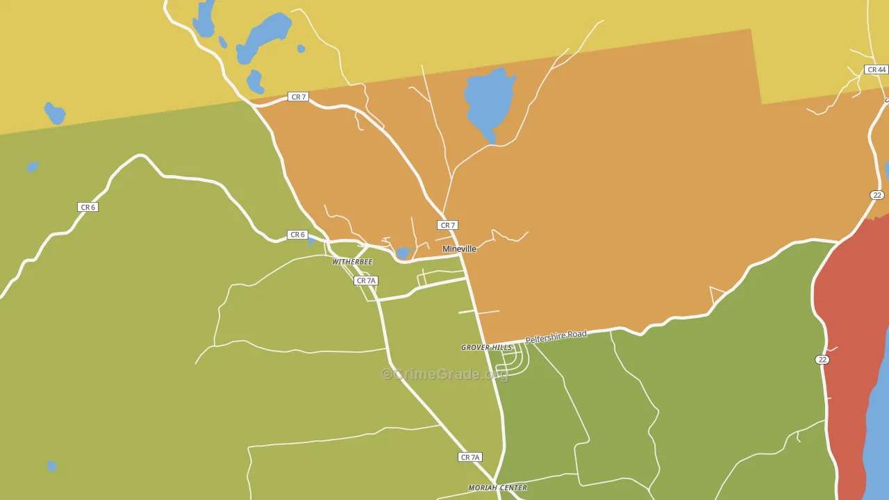 Mineville, NY Map of Robbery Rates