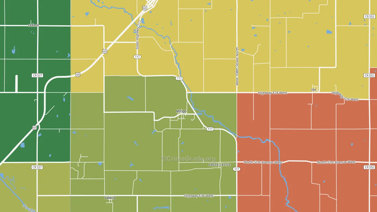 Mingo, IA Map of Robbery Rates