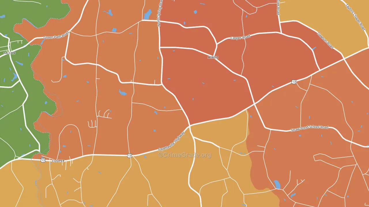 Mingo, NC Map of Robbery Rates