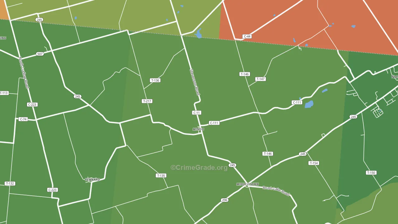 Mingo, OH Map of Robbery Rates