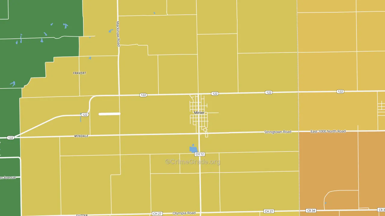 Minier, IL Map of Robbery Rates