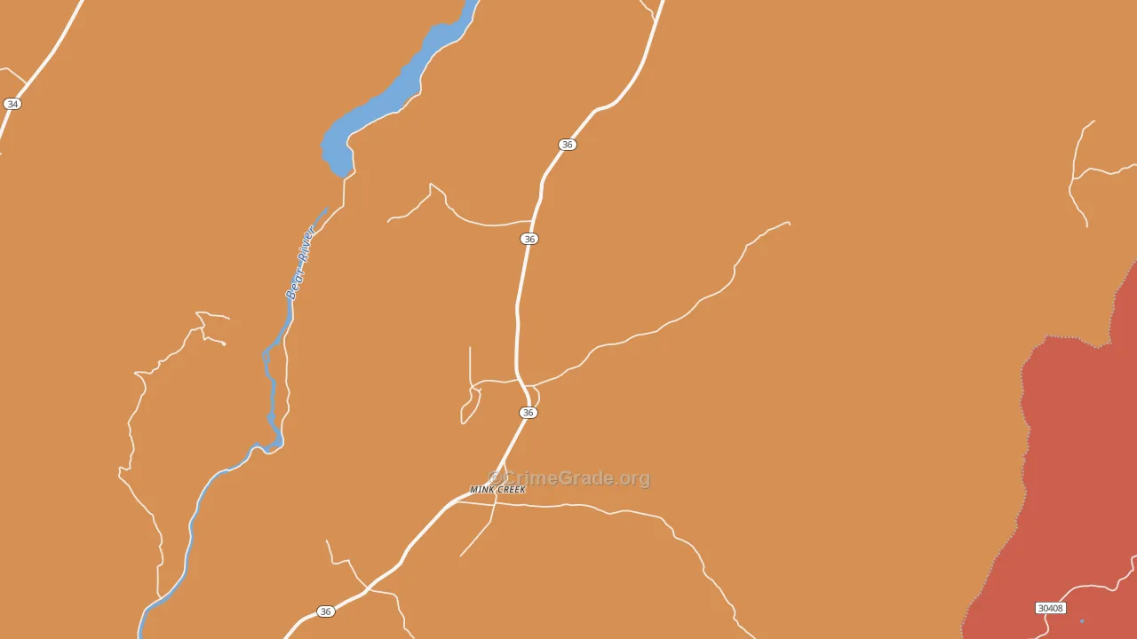 Mink Creek, ID Map of Robbery Rates