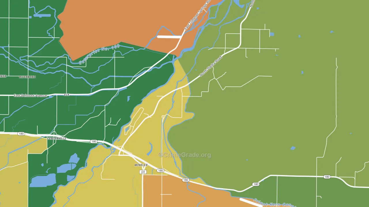 Minkler, CA Map of Robbery Rates