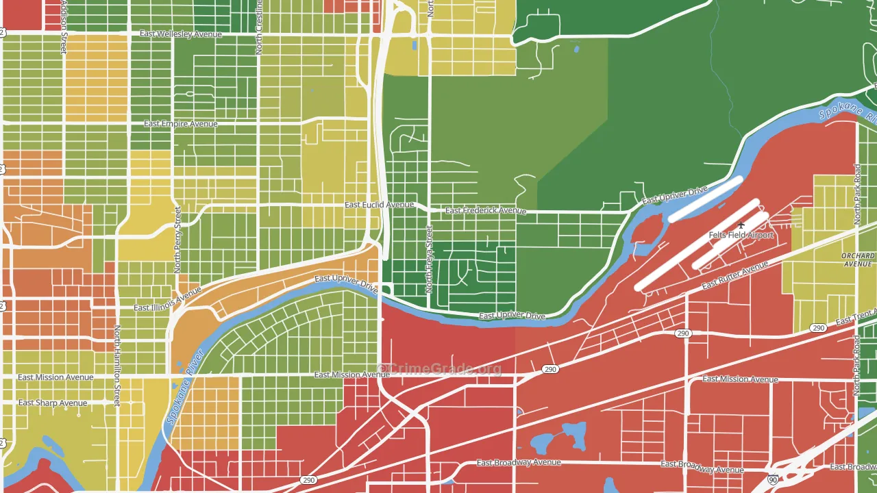 Minnehaha, Spokane, WA Map of Robbery Rates