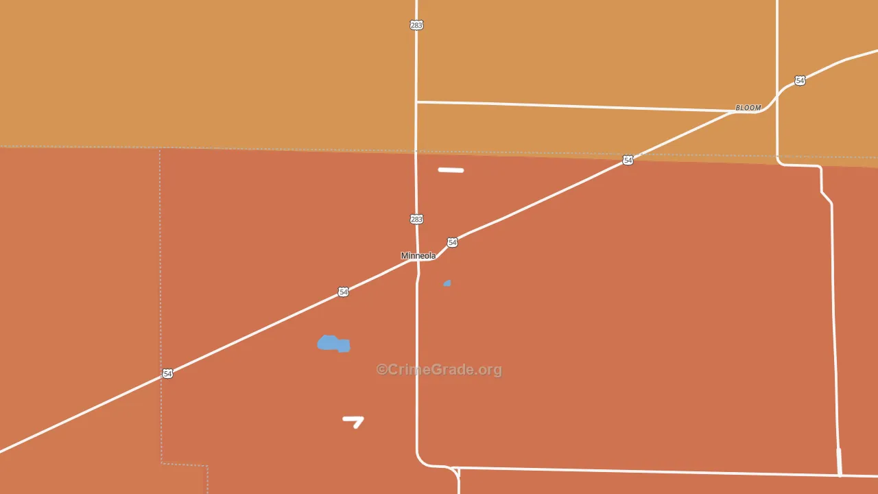 Minneola, KS Map of Robbery Rates