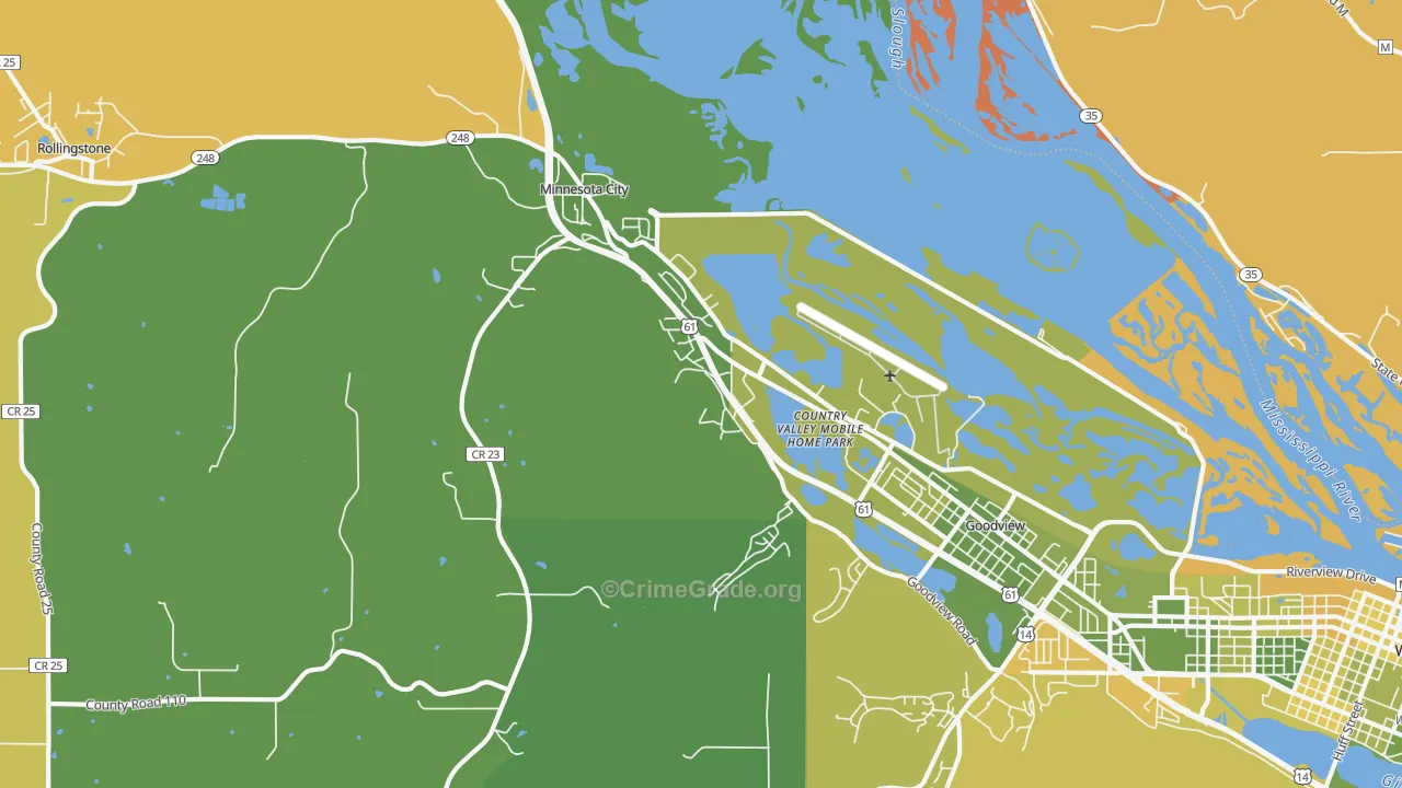 Minnesota City, MN Map of Robbery Rates