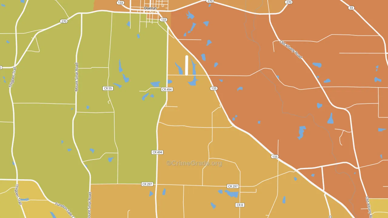 Minnesota, GA Map of Robbery Rates