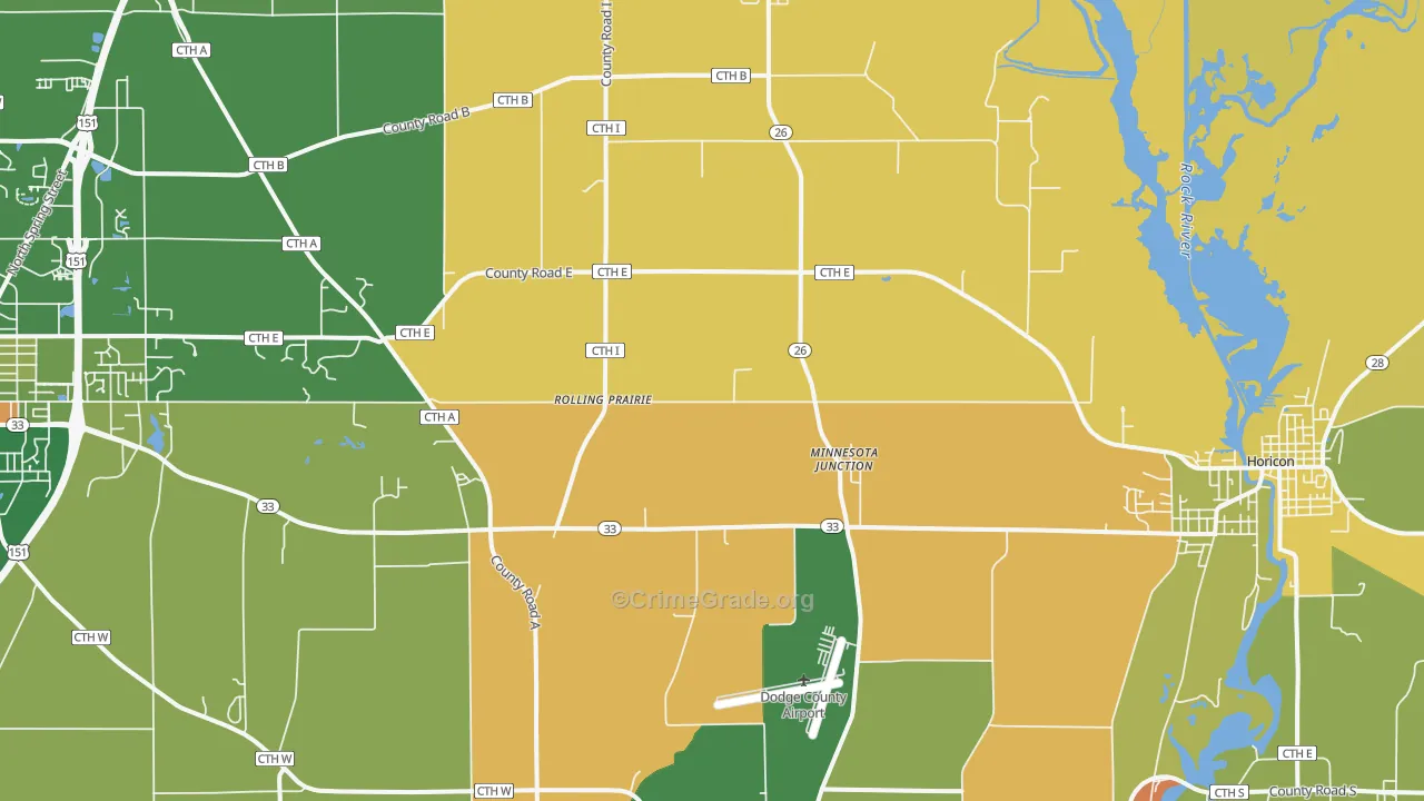 Minnesota Junction, WI Map of Robbery Rates