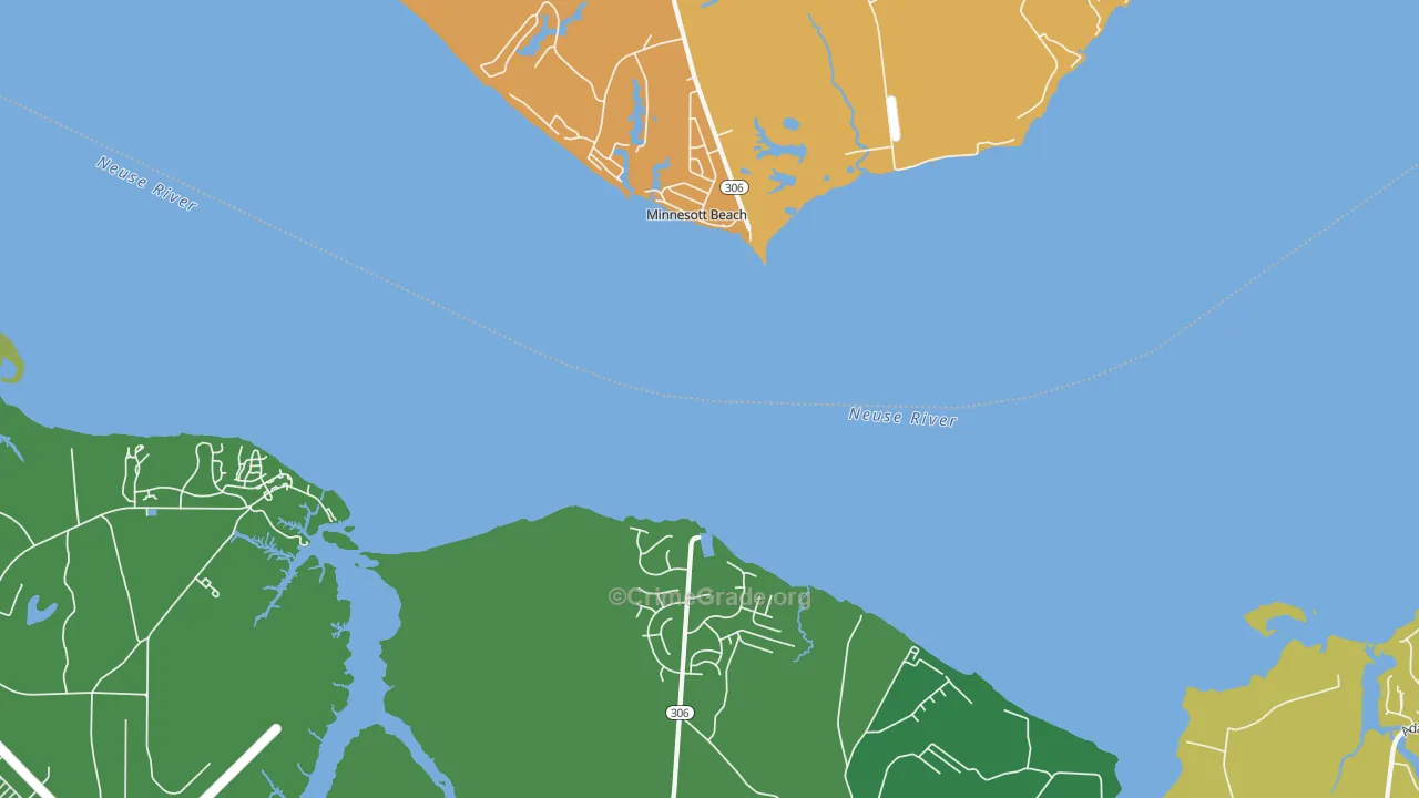 Minnesott Beach, NC Map of Robbery Rates