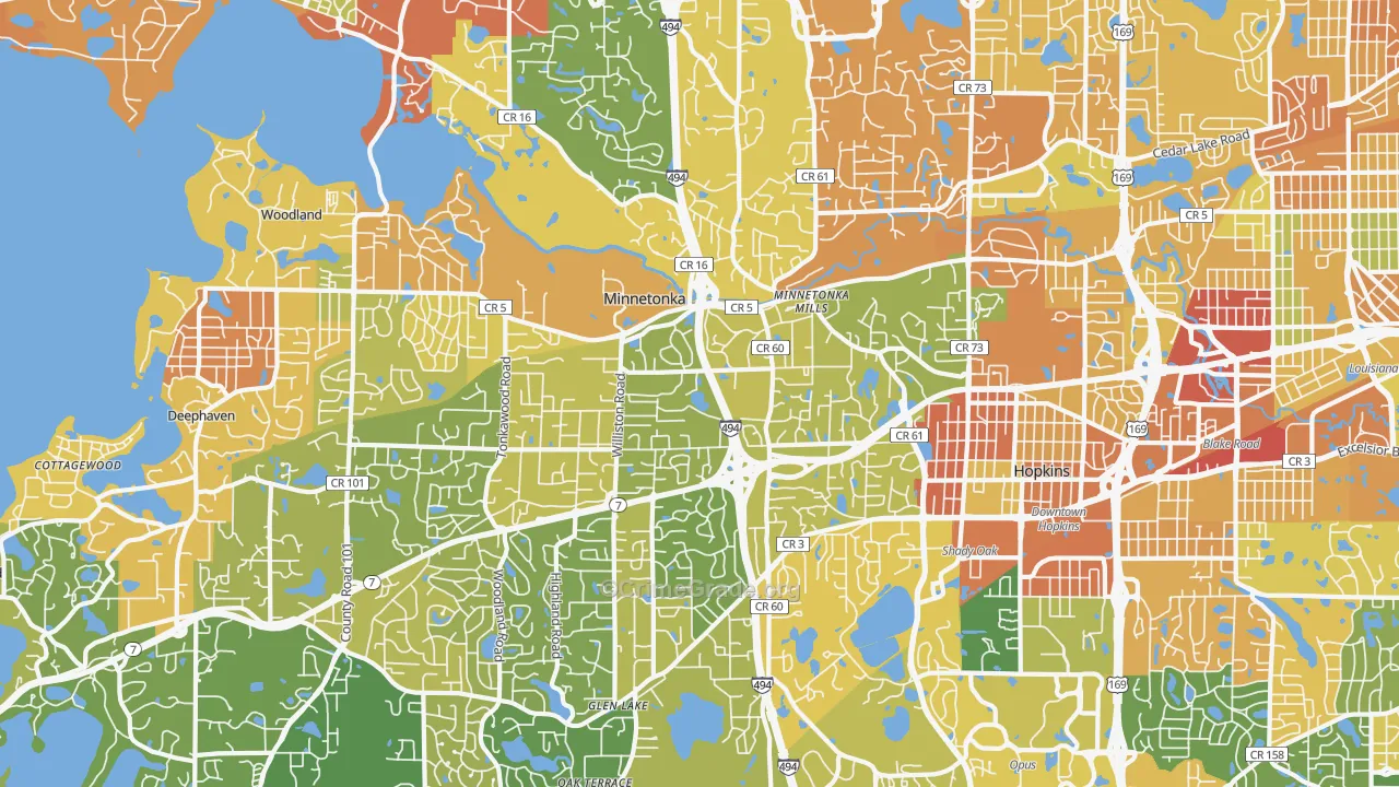 Minnetonka, MN Map of Robbery Rates