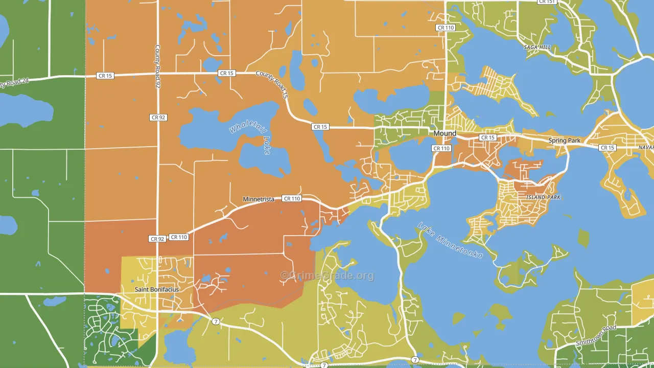 Minnetrista, MN Map of Robbery Rates