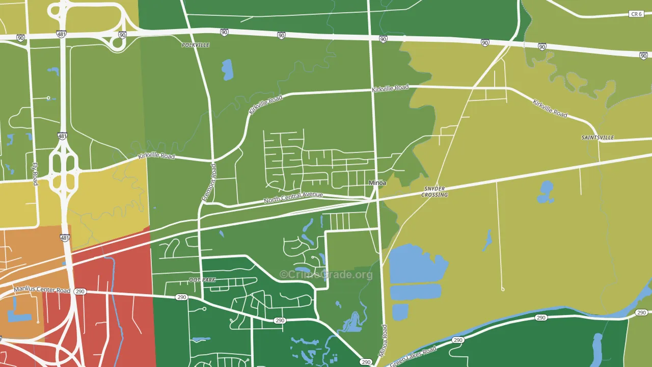 Minoa, NY Map of Robbery Rates
