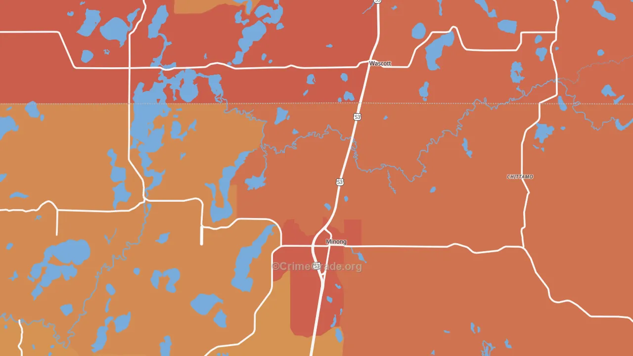 Minong, WI Map of Robbery Rates