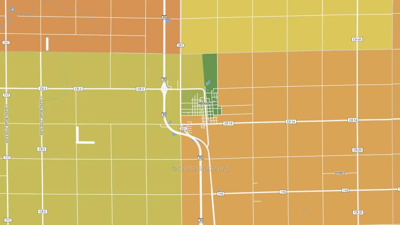Minonk, IL Map of Robbery Rates