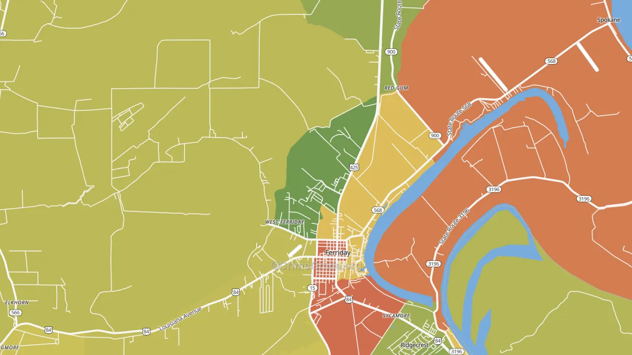 Minorca, LA Map of Robbery Rates