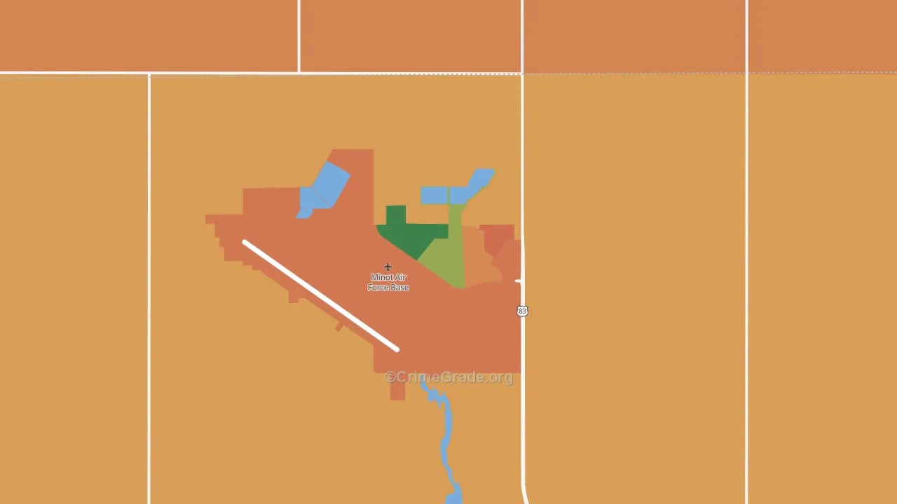 Minot Afb, ND Map of Robbery Rates