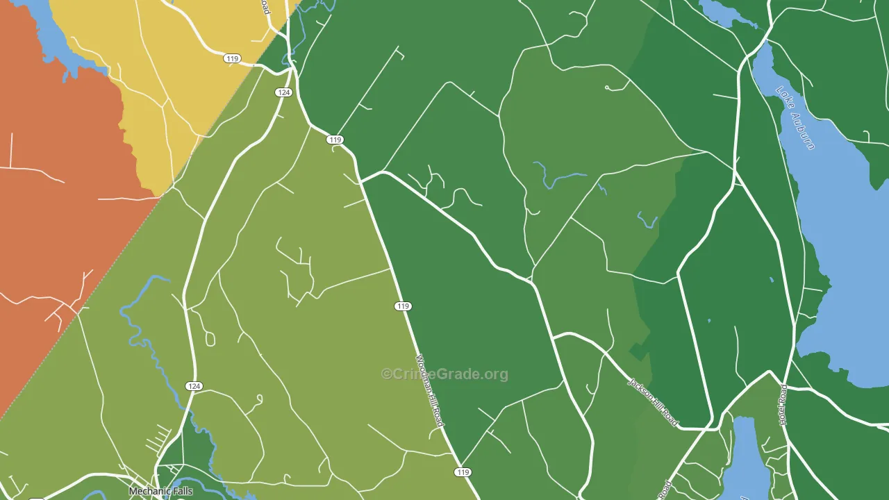 Minot, ME Map of Robbery Rates