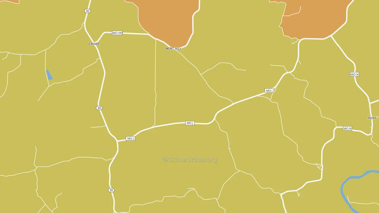 Mint Hill, MO Map of Robbery Rates