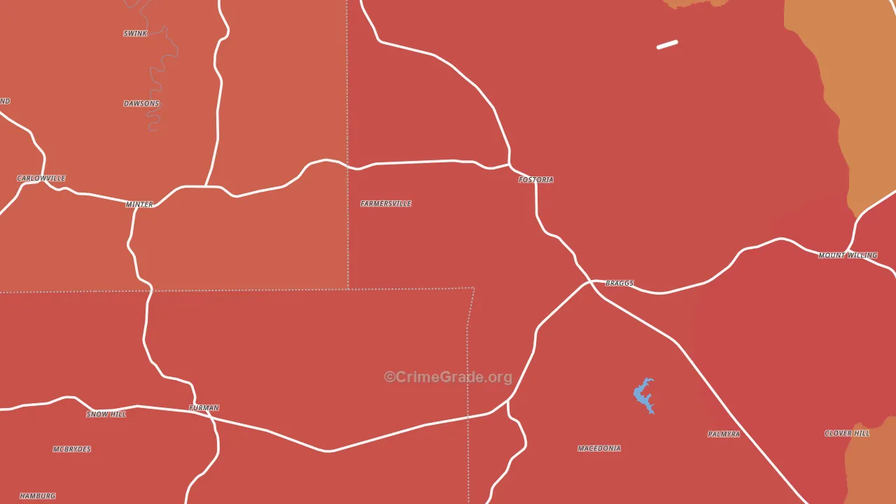 Minter, AL Map of Robbery Rates