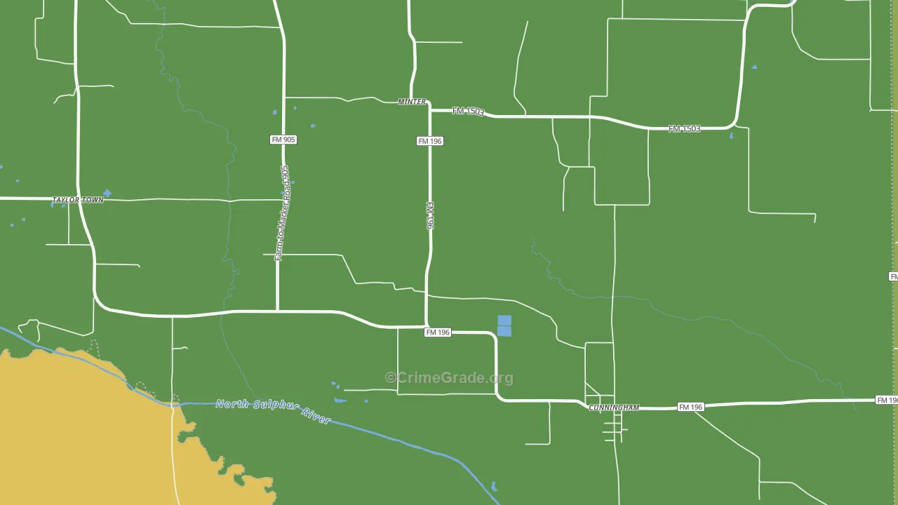 Minter, TX Map of Robbery Rates