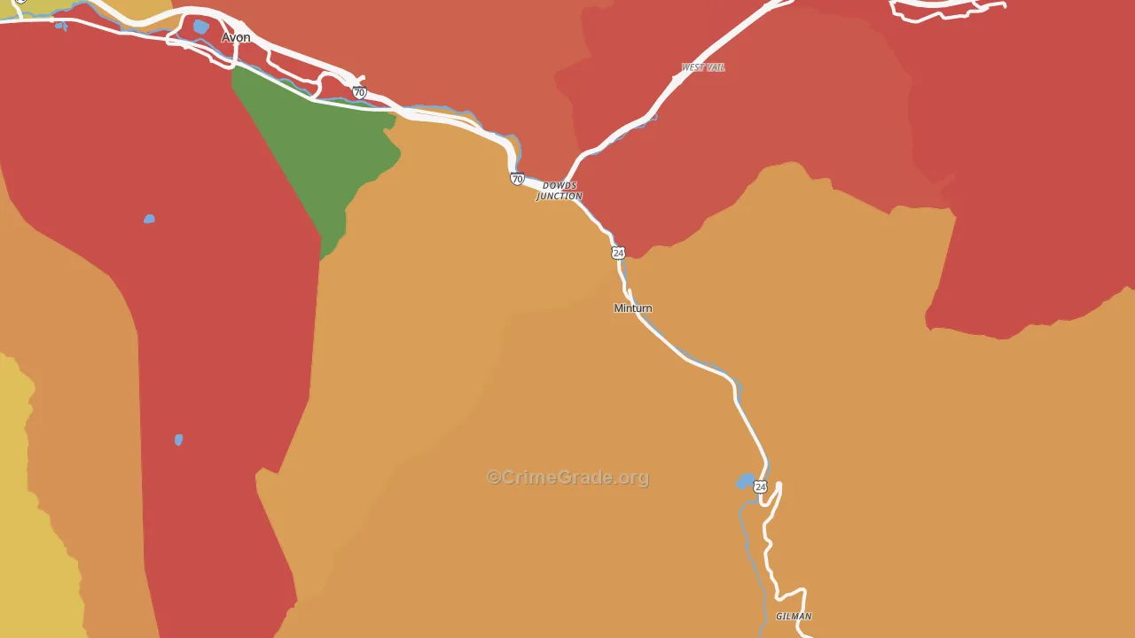 Minturn, CO Map of Robbery Rates