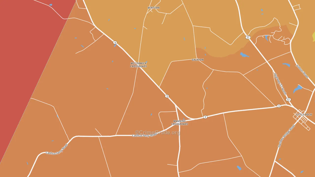 Minturn, SC Map of Robbery Rates