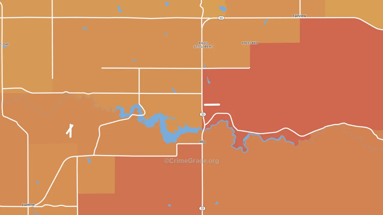 Mio, MI Map of Robbery Rates