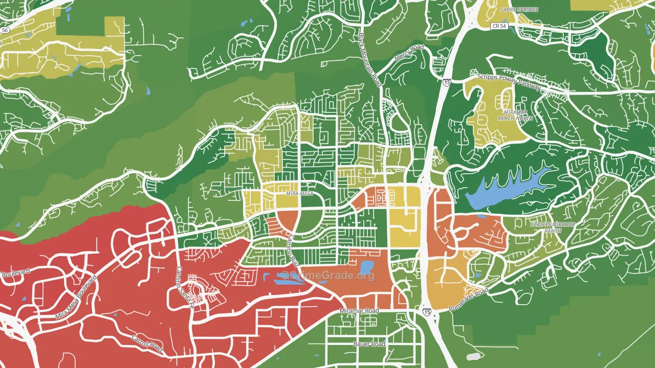 Mira Mesa, San Diego, CA Map of Robbery Rates