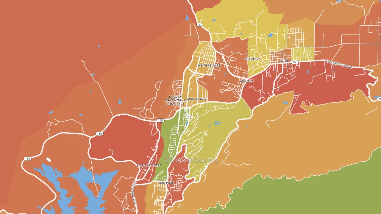Mira Monte, CA Map of Robbery Rates