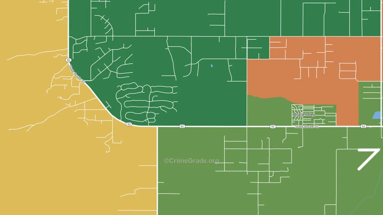 Miracle Valley, AZ Map of Robbery Rates