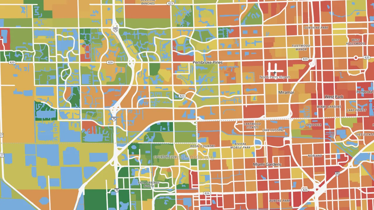 Miramar, FL Map of Robbery Rates