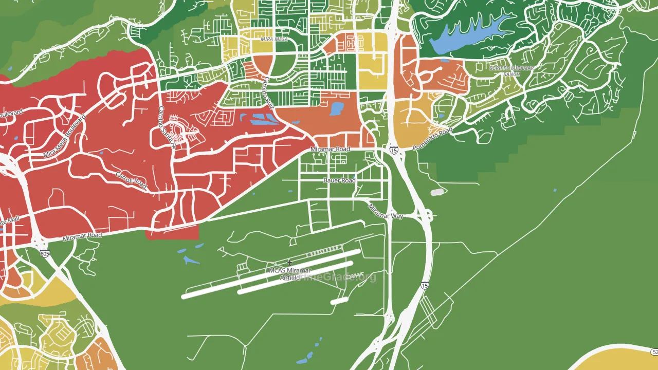 Miramar, San Diego, CA Map of Robbery Rates