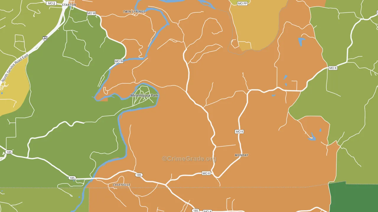 Miramiguoa Park, MO Map of Robbery Rates