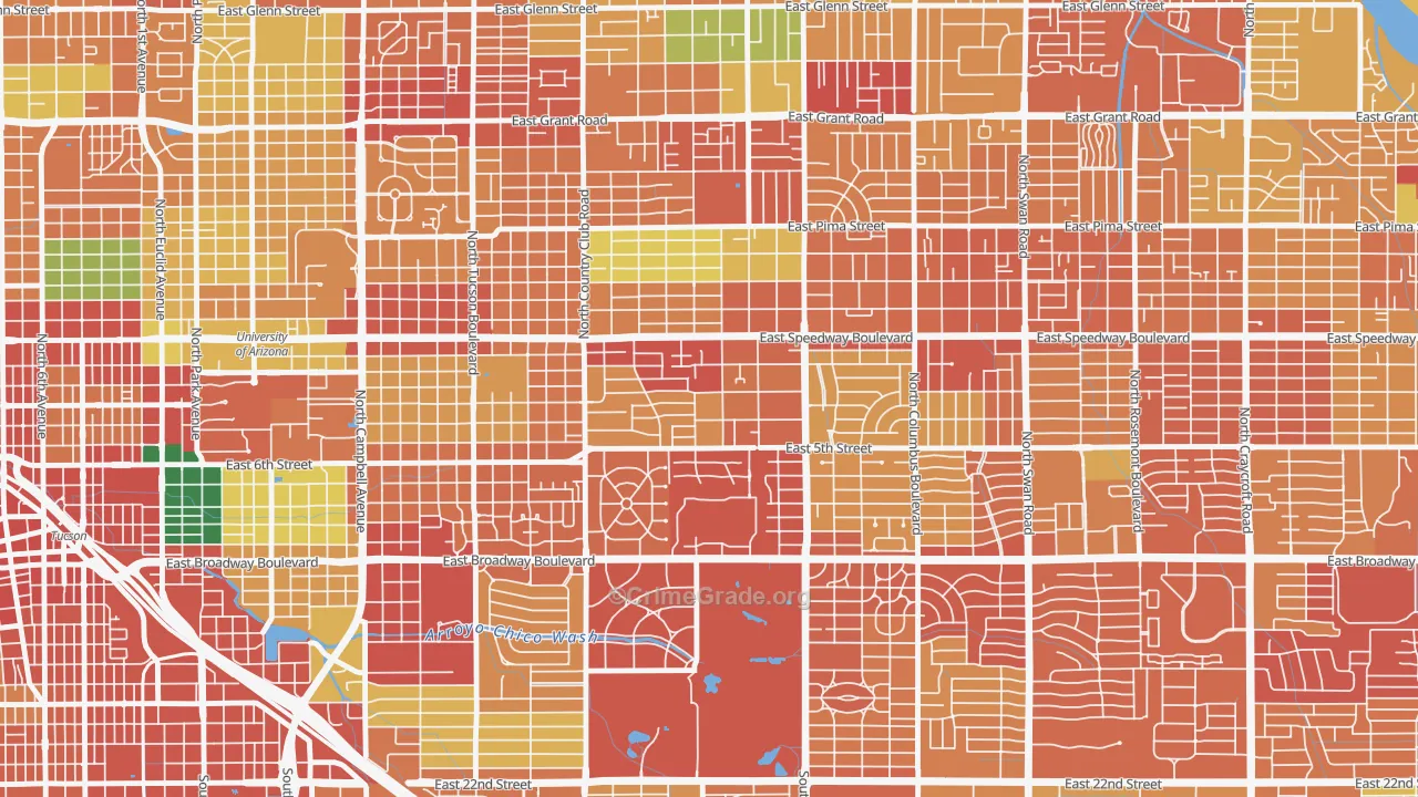 Miramonte, Tucson, AZ Map of Robbery Rates