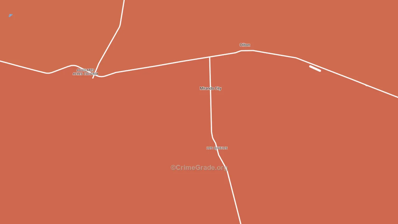 Mirando City, TX Map of Robbery Rates